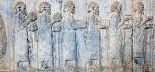 Ionian tribute bearers on the Apadana stairway at Persepolis, 5th century BC