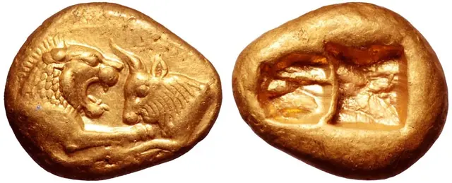 Gold coin of Lydia, struck at Sardis, 6th century BC
