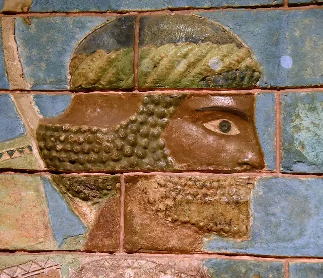 Head of a royal guardsman, glazed bricks from Susa (Pergamon Museum)